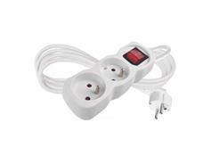 EMOS Prodlužovací kabel 2 m / 2 zásuvky / s vypínačem / bílý / PVC / 1 mm2