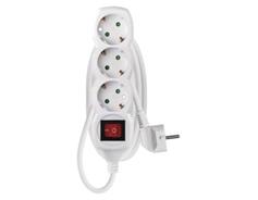 EMOS Prodlužovací kabel 1,5 m / 3 zásuvky / s vypínačem / bílý / PVC / 1 mm2
