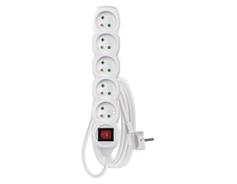 EMOS Prodlužovací kabel 3 m / 5 zásuvek / s vypínačem / bílý / PVC / 1,5 mm2