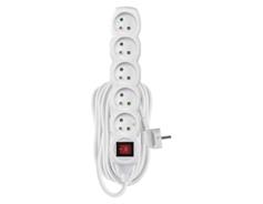 EMOS Prodlužovací kabel 10 m / 5 zásuvek / s vypínačem / bílý / PVC / 1,5 mm2