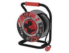 EMOS Venkovní prodlužovací kabel na bubnu 25 m / 4 zás. / černý / guma-neopren / 230V / 1,5 mm2