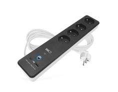 EMOS GoSmart prodlužovací kabel 2 m / 4 zásuvky / s vyp. / s USB / bílá-černá / PVC / 1,5 mm2