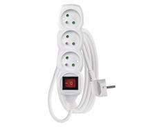 EMOS Prodlužovací kabel 3 m / 3 zásuvky / s vypínačem / bílý / PVC / 1,5 mm2