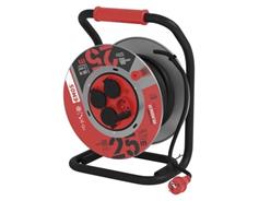 EMOS Venkovní prodlužovací kabel na bubnu 25 m / 4 zásuvky / černý / guma / 230 V / 1,5 mm2