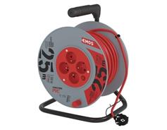 EMOS Prodlužovací kabel na bubnu 25 m / 4 zásuvky / červený / PVC / 230 V / 1 mm2