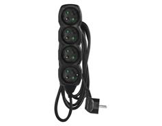 EMOS Prodlužovací kabel 3 m / 4 zásuvky / černý / PVC / 1,5 mm2