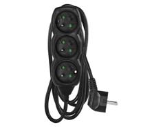EMOS Prodlužovací kabel 1,5 m / 3 zásuvky / černý / PVC / 1 mm2