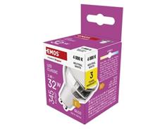 EMOS LED žárovka Classic MR16 stříbrná/ GU10 / 3 W (32 W) / 345 lm / neutrální bílá