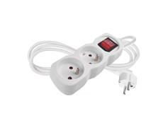 EMOS Prodlužovací kabel 1,4 m / 2 zásuvky / s vypínačem / bílý / PVC / 1 mm2