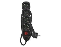 EMOS Prodlužovací kabel 1,5 m / 4 zásuvky / s vypínačem / černý / PVC / 1,5 mm2
