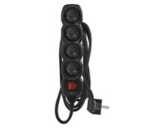 EMOS Prodlužovací kabel 3 m / 4 zásuvky / s vypínačem / černý / PVC / 1,5 mm2