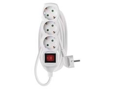 EMOS Prodlužovací kabel 3 m / 3 zásuvky / s vypínačem / bílý / PVC / 1,5 mm2