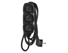 EMOS Prodlužovací kabel – 3 zásuvky, 3m, černý