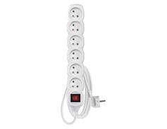 EMOS Prodlužovací kabel 2 m / 6 zásuvek / s vypínačem / bílý / PVC / 1 mm2