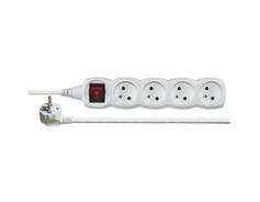 Prodlužovací kabel 10 m / 4 zásuvky / s vypínačem / bílý / PVC / 1 mm2