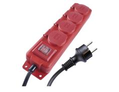 EMOS Prodlužovací kabel 10 m / 4 zásuvky / s vypínačem / černo-červený / guma-neopren / 1,5 mm2