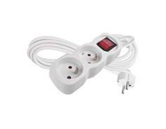 EMOS Prodlužovací kabel 3 m / 2 zásuvky / s vypínačem / bílý / PVC / 1 mm2