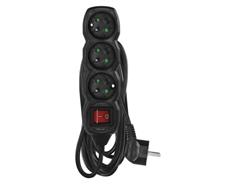 EMOS Prodlužovací kabel 5 m / 3 zásuvky / s vypínačem / černý / PVC / 1,5 mm2