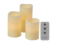 EMOS LED dekorace – vosková svíčka, různé velikosti, 3x AAA, vnitřní, vintage, 3 ks, ovladač