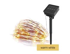 EMOS LED nano řetěz se solárním panelem, měděný, 12 m, venkovní i vnitřní, teplá bílá, časovač