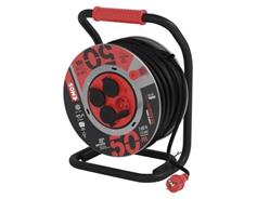 EMOS Venkovní prodlužovací kabel na bubnu 50 m / 4 zás. / černý / guma-neopren / 230V / 1,5 mm2