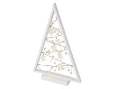 EMOS LED dekorace – svítící stromeček s ozdobami, 40 cm, 2x AA, vnitřní, teplá bílá, časovač