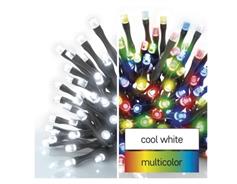 LED vánoční řetěz 2v1, 10 m, venkovní i vnitřní, studená bílá/multicolor, programy