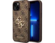 GUESS PU 4G Metal Logo iPhone 15 Brown 