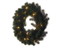 EMOS LED vánoční věnec, 40 cm, 2x AA, vnitřní, teplá bílá, časovač