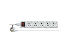 Prodlužovací kabel 10 m / 5 zásuvek / s vypínačem / bílý / PVC / 1 mm2