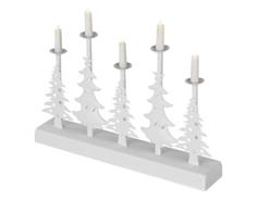 EMOS LED svícen – vánoční stromy se svíčkami, 24 cm, 2x AA, vnitřní, teplá bílá, časovač