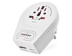 SKROSS Cestovní univerzální adaptér pro cizince do střední Evropy, 1×USB-C, 1×USB-A