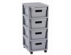Curver Regál Curver Infinity 4x11L se zásuvkami světle šedý