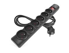 EMOS Přepěťová ochrana – 6 zásuvek, 1,5 m, černá