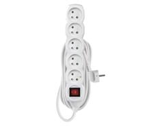 EMOS Prodlužovací kabel 7 m / 5 zásuvek / s vypínačem / bílý / PVC / 1,5 mm2