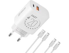 OBAL:ME Nab. USB-A+USB-C 20W+2x kabel 1m 