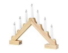 EMOS LED svícen dřevěný, 29 cm, 2x AA, vnitřní, teplá bílá, časovač