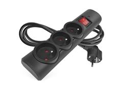 EMOS Přepěťová ochrana – 3 zásuvky, 1,5 m, černá