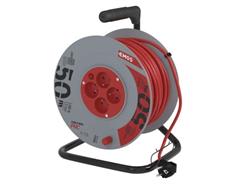EMOS Prodlužovací kabel na bubnu 50 m / 4 zásuvky / červený / PVC / 230 V / 1,5 mm2