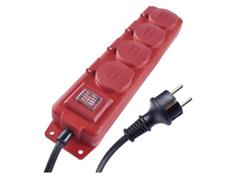 EMOS Prodlužovací kabel 5 m / 4 zásuvky / s vypínačem / černo-červený / guma-neopren / 1,5 mm2