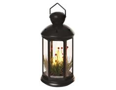 EMOS LED dekorace – vánoční lucerna se svíčkami černá, 35,5 cm, 3x C, vnitřní, vintage