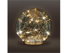 Solight LED skleněná vánoční koule, 20LED, měděná struktura, 3x AAA, 1V230