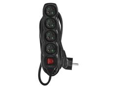 EMOS Prodlužovací kabel 5 m / 4 zásuvky / s vypínačem / černý / PVC / 1 mm2