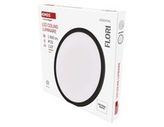 EMOS LED přisazené svítidlo FLORI kruhové, černé, 18W, neutrální bílá