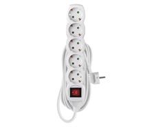 EMOS Prodlužovací kabel 5 m / 5 zásuvek / s vypínačem / bílý / PVC / 1,5 mm2