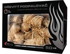 Podpalovač z dřevité vlny 58 mm - 50 ks Premium