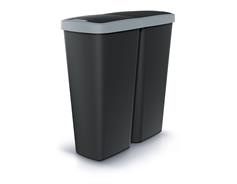 Prosperplast Odpadkový koš Prosperplast COMPACTA Q DUO, 50 l černý se světle šedým víkem