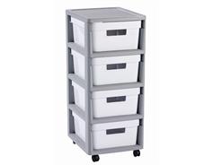 Curver Regál Curver Infinity 4x11L se zásuvkami šedobílý