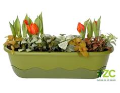 Truhlík samozavlažovací Mareta - sv.zel + tm.zel. 80 cm
