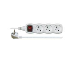 Prodlužovací kabel 1,2 m / 3 zásuvky / s vypínačem / bílý / PVC / 1 mm2